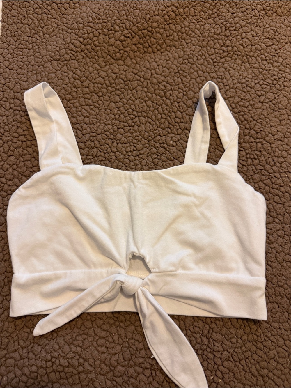 White Tie-Front Crop Tank Top